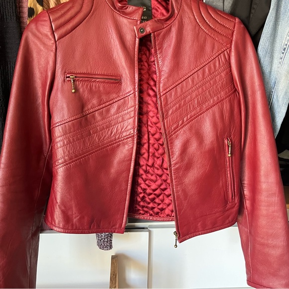 Mango red leather jacket XS - Picture 2 of 5